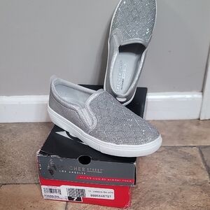 Skechers Glittery Silver Slip-On Shoes